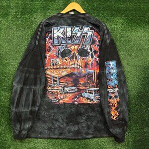 Kiss Landlocked in Vegas Heavy Metal Band Tie-Dye LS Shirt Size 3XL